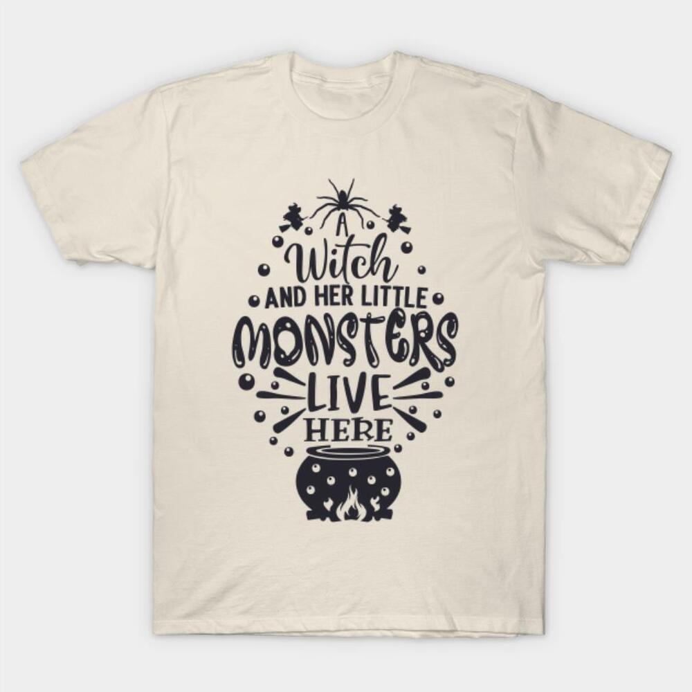 A Witch And Her Little Monster Live Here Halloween Tshirt